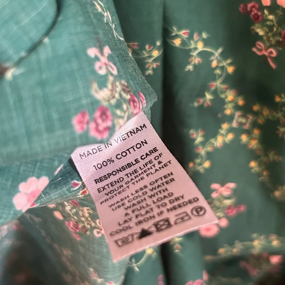 Hill House The Ophelia midi pocketed dress in Emerald Trellis print Small *FLAW - Picture 8 of 13